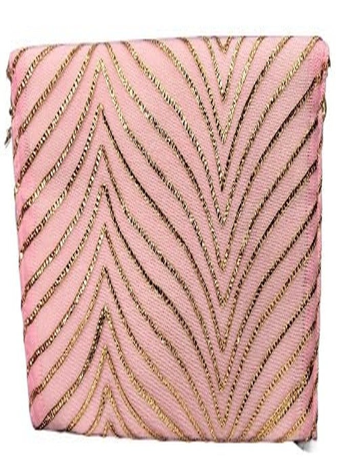 INDIACRAFT Women's Polyester Traditional Envelope Clutch/Hand Purse Bag for Casual, Party, Wedding. (Pink) - Image 2